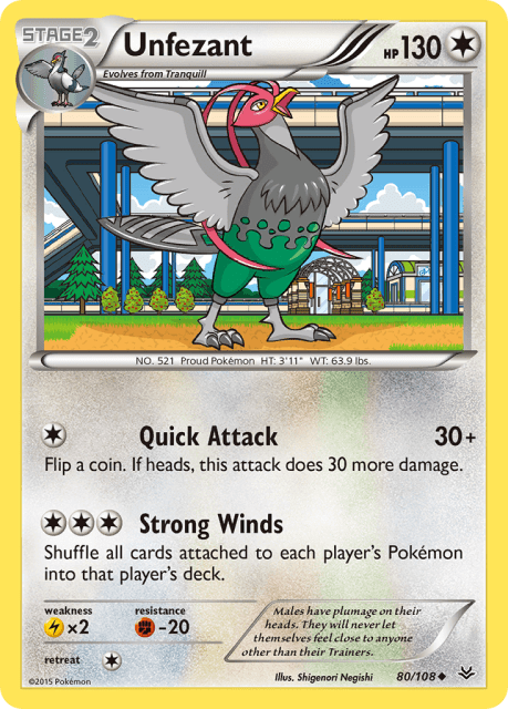 Unfezant (Reverse Holofoil) (80) — Roaring Skies