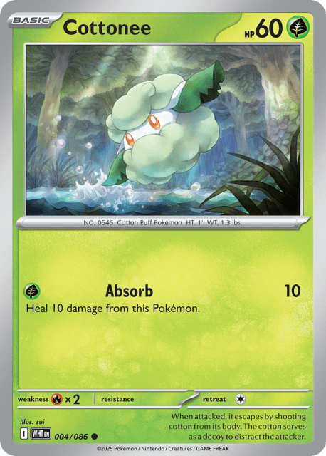 Cottonee (Reverse Holofoil) (4) — White Flare