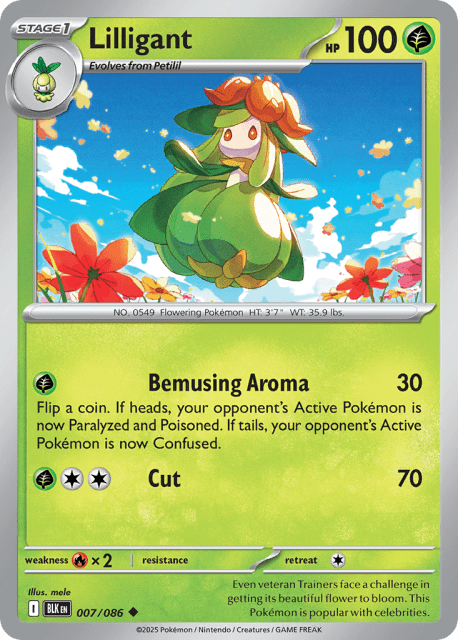 Lilligant (Reverse Holofoil) (7) — Black Bolt