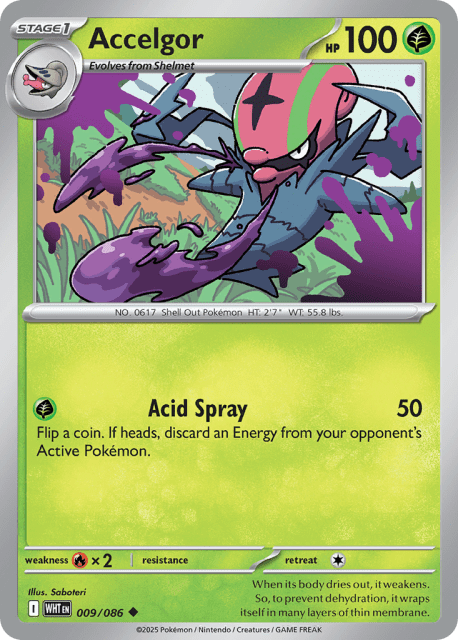 Accelgor (Master Ball Reverse Holofoil) (9) — White Flare