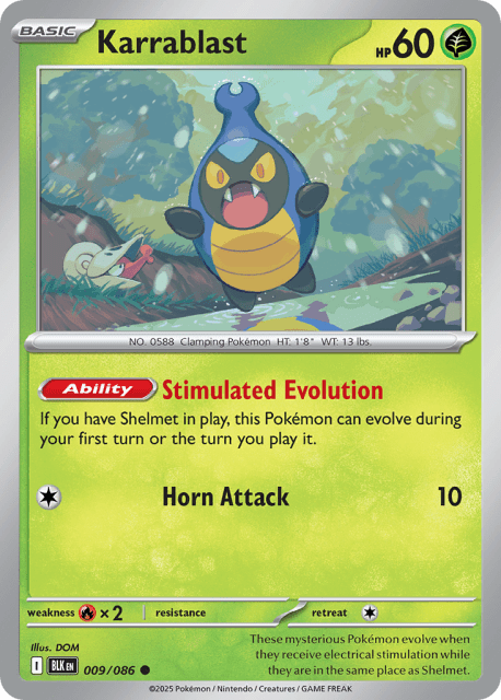 Karrablast (Poke Ball Reverse Holofoil) (9) — Black Bolt