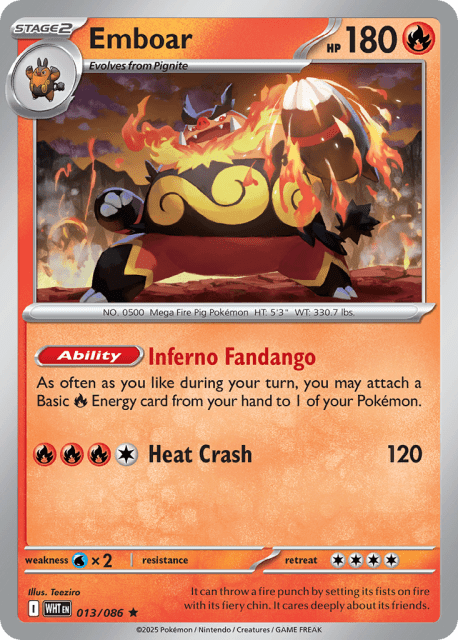 Emboar (Reverse Holofoil) (13) — White Flare