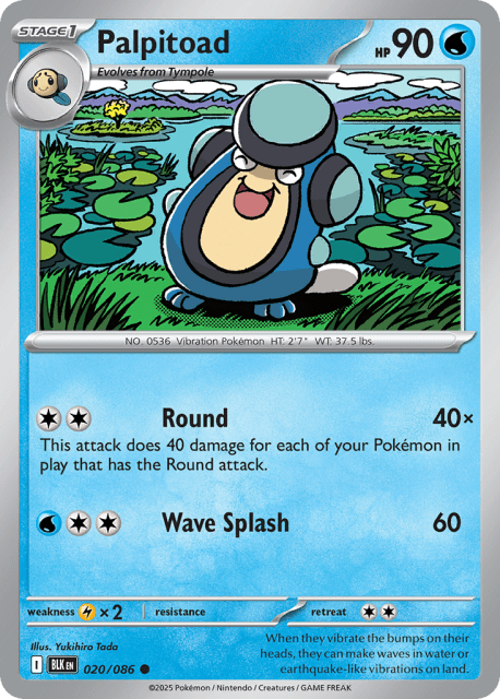 Palpitoad (Reverse Holofoil) (20) — Black Bolt