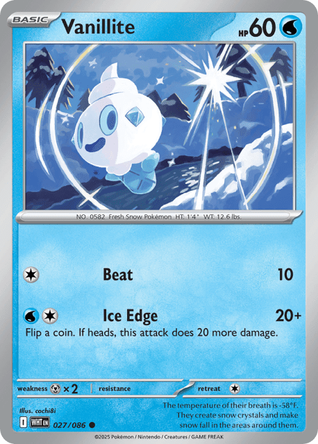 Vanillite (Master Ball Reverse Holofoil) (27) — White Flare