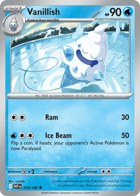 Vanillish (Poke Ball Reverse Holofoil) (28) — White Flare
