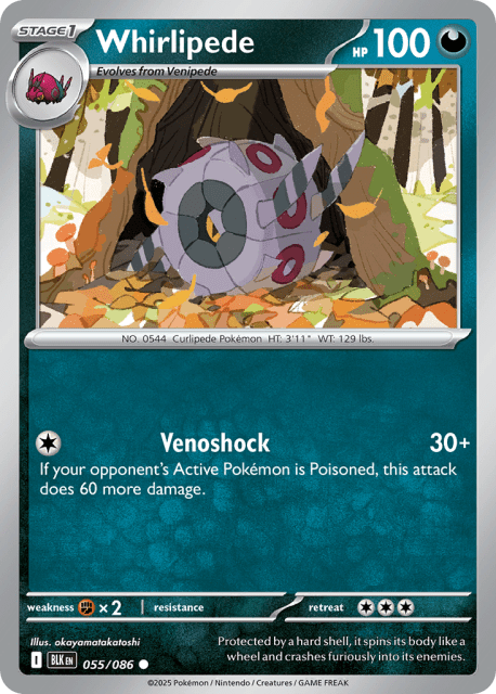 Whirlipede (Reverse Holofoil) (55) — Black Bolt