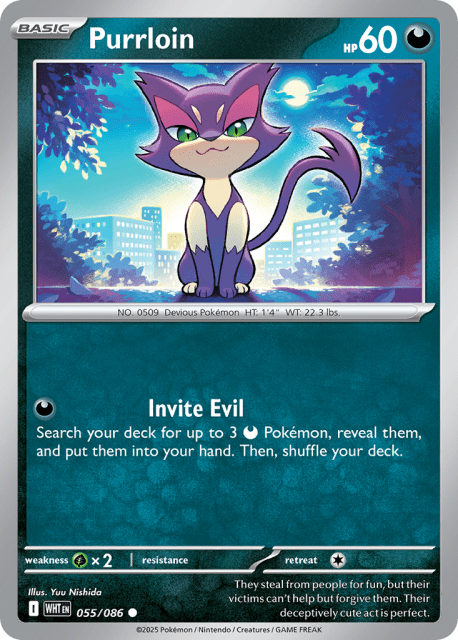 Purrloin (Master Ball Reverse Holofoil) (55) — White Flare