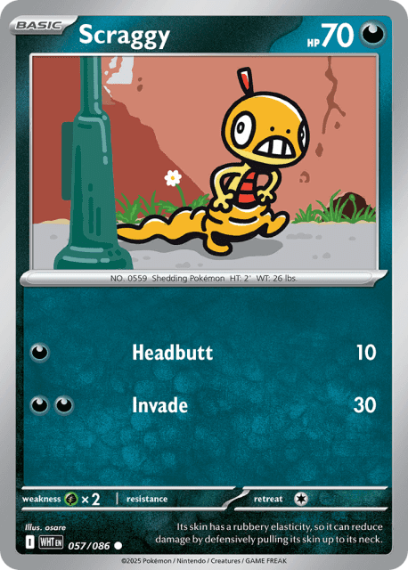 Scraggy (Reverse Holofoil) (57) — White Flare