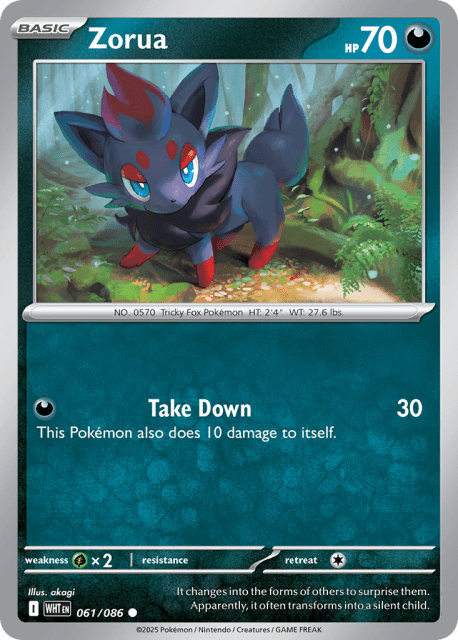 Zorua (Poke Ball Reverse Holofoil) (61) — White Flare
