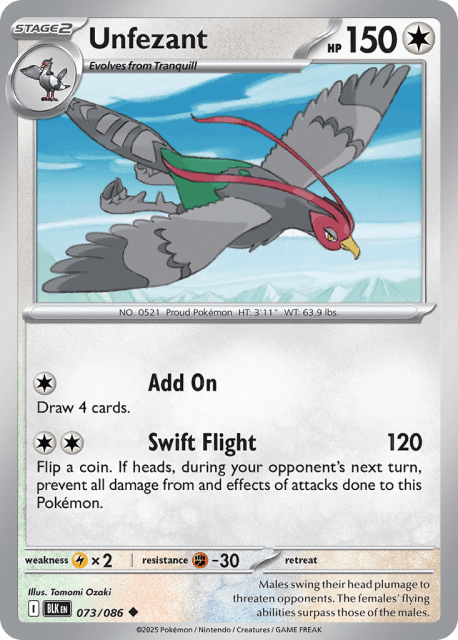 Unfezant (Poke Ball Reverse Holofoil) (73) — Black Bolt