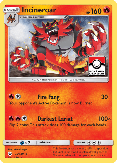Incineroar (26) — Sun & Moon