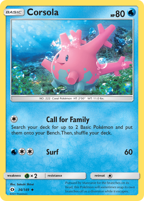 Corsola (Reverse Holofoil) (36) — Sun & Moon