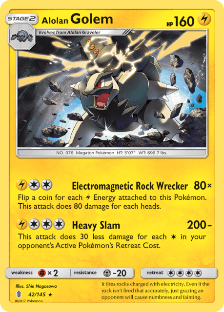 Alolan Golem (Reverse Holofoil) (42) — Guardians Rising