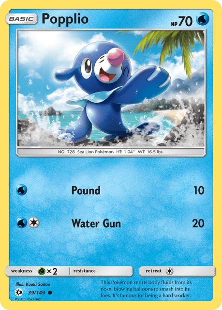 Popplio (Reverse Holofoil) (39) — Sun & Moon
