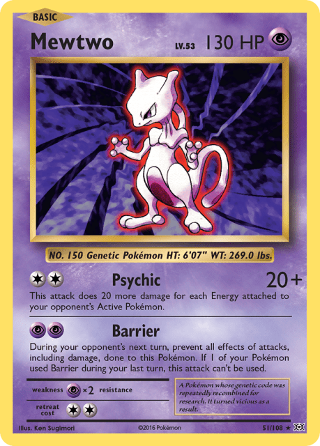 Mewtwo (Cracked Ice Holofoil) (51) — Evolutions