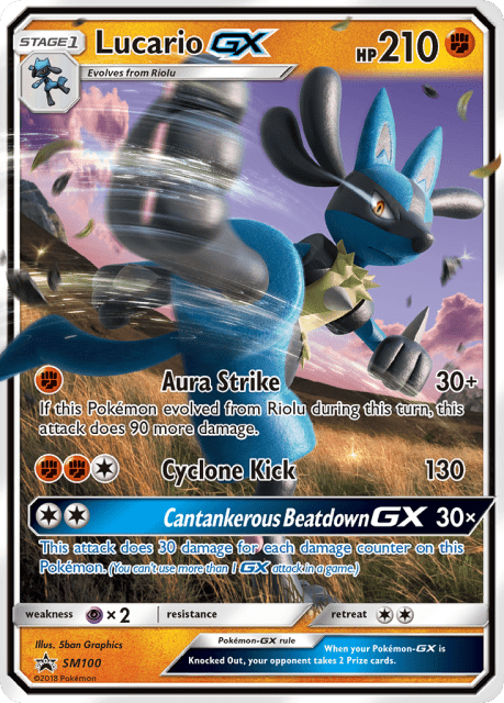 Lucario-GX (Holofoil) (SM100) — SM Black Star Promos