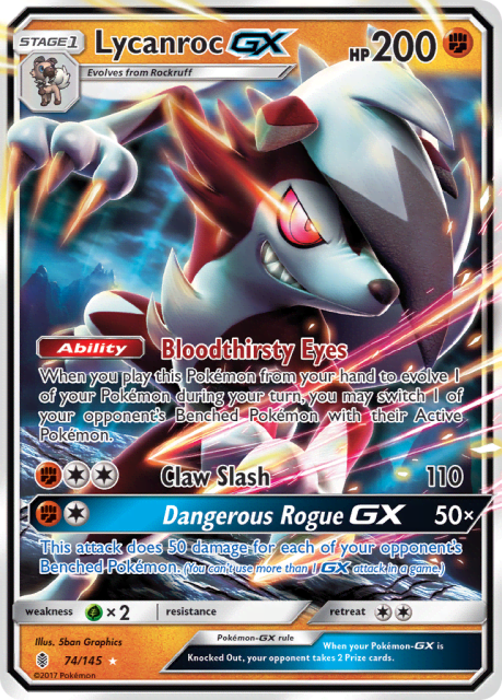 Lycanroc-GX (Holofoil) (74) — Guardians Rising