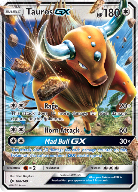 Tauros-GX (Holofoil) (100) — Sun & Moon