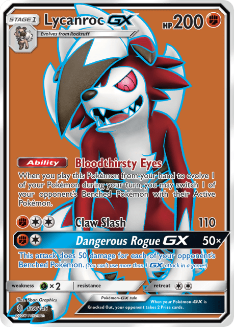 Lycanroc-GX (Holofoil) (138) — Guardians Rising