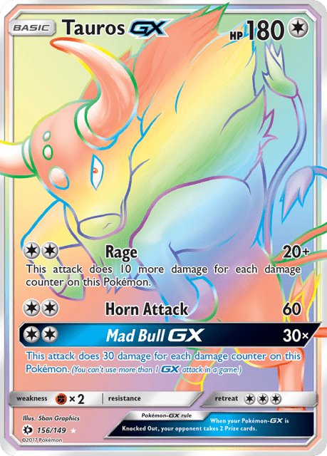 Tauros-GX (Holofoil) (156) — Sun & Moon