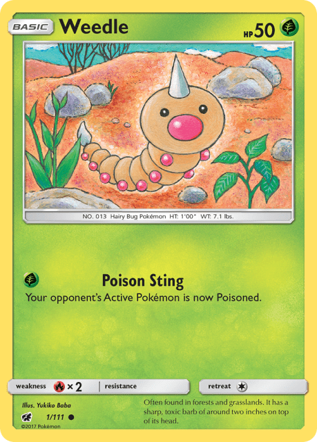 Weedle (Reverse Holofoil) (1) — Crimson Invasion