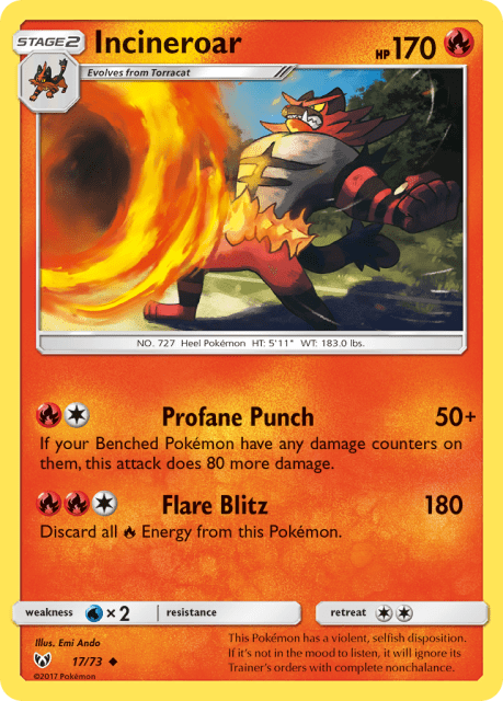 Incineroar (Reverse Holofoil) (17) — Shining Legends