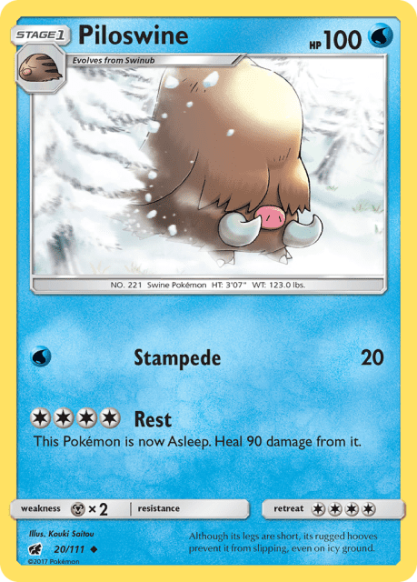 Piloswine (Reverse Holofoil) (20) — Crimson Invasion