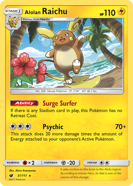 Alolan Raichu (Reverse Holofoil) (31) — Crimson Invasion