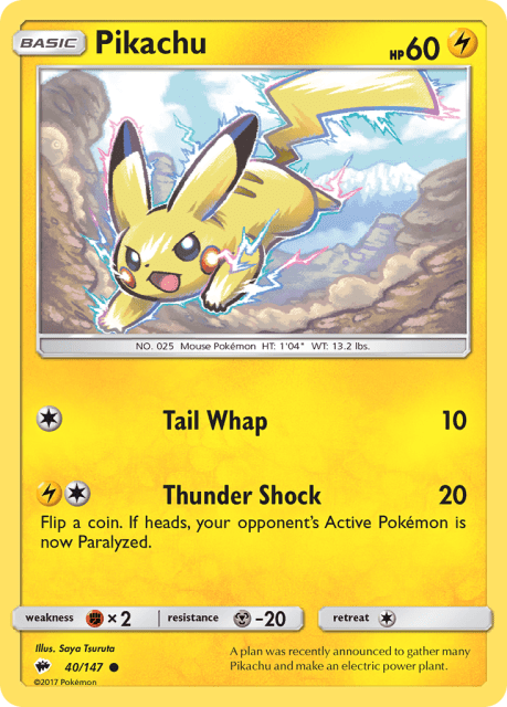 Pikachu (Reverse Holofoil) (40) — Burning Shadows