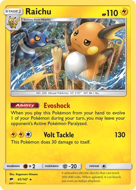 Raichu (Holofoil) (41) — Burning Shadows