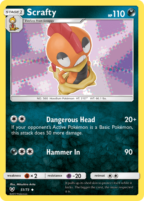 Scrafty (Reverse Holofoil) (51) — Shining Legends