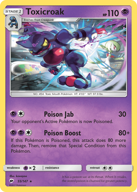 Toxicroak (Reverse Holofoil) (55) — Burning Shadows