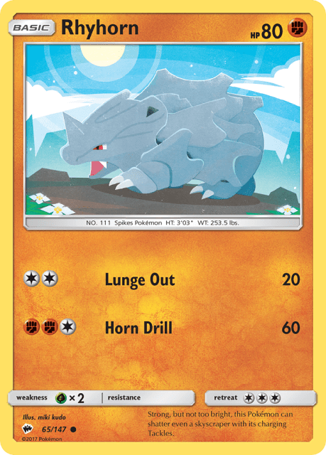 Rhyhorn (Reverse Holofoil) (65) — Burning Shadows