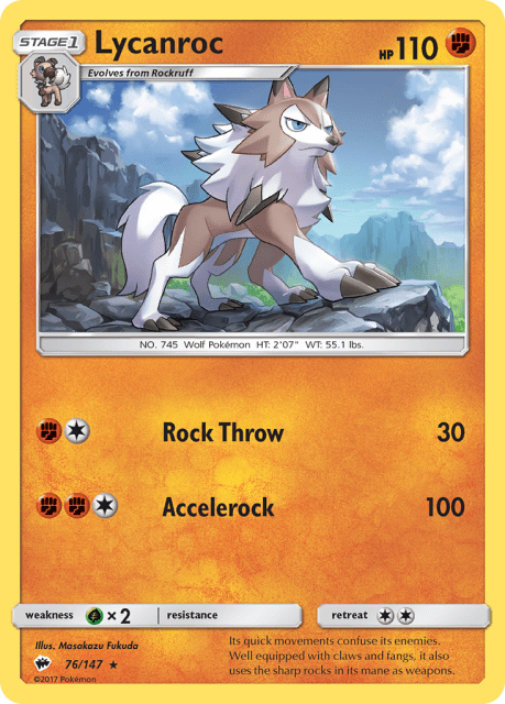 Lycanroc (Cracked Ice Holofoil) (76) — Burning Shadows