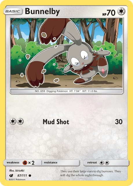 Bunnelby (Reverse Holofoil) (87) — Crimson Invasion