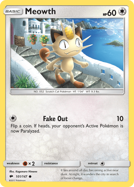Meowth (Reverse Holofoil) (101) — Burning Shadows