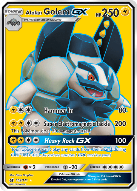 Alolan Golem-GX (Holofoil) (102) — Crimson Invasion