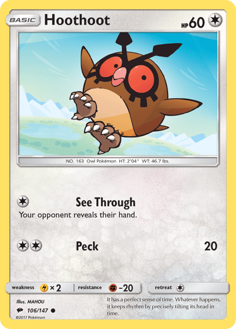Hoothoot (Reverse Holofoil) (106) — Burning Shadows