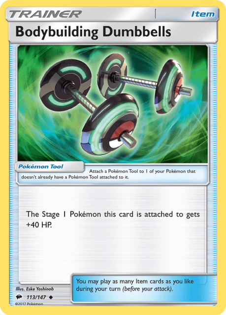 Bodybuilding Dumbbells (Reverse Holofoil) (113) — Burning Shadows