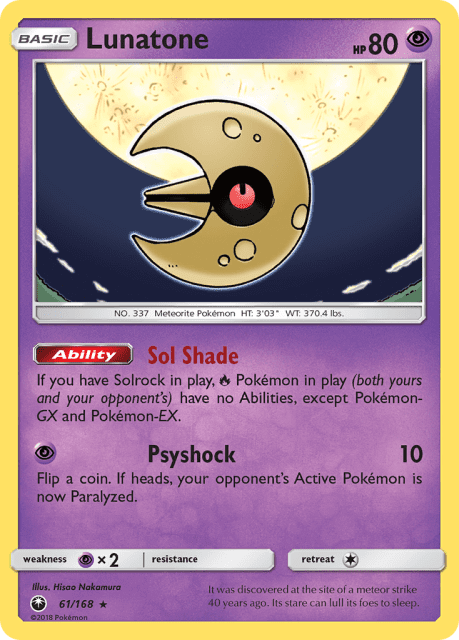 Lunatone (Holofoil) (61) — Celestial Storm