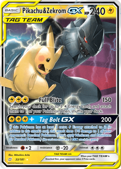 Pikachu & Zekrom-GX (Holofoil) (33) — Team Up