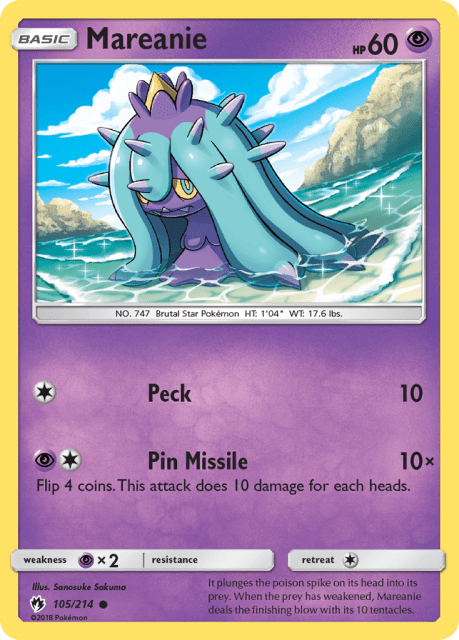 Mareanie (Reverse Holofoil) (105) — Lost Thunder