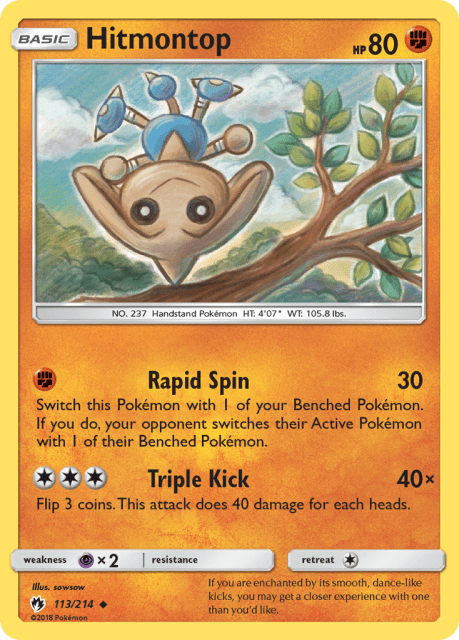 Hitmontop (Reverse Holofoil) (113) — Lost Thunder