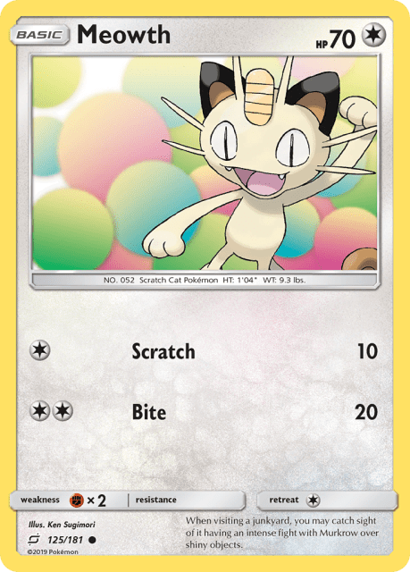 Meowth (Reverse Holofoil) (125) — Team Up