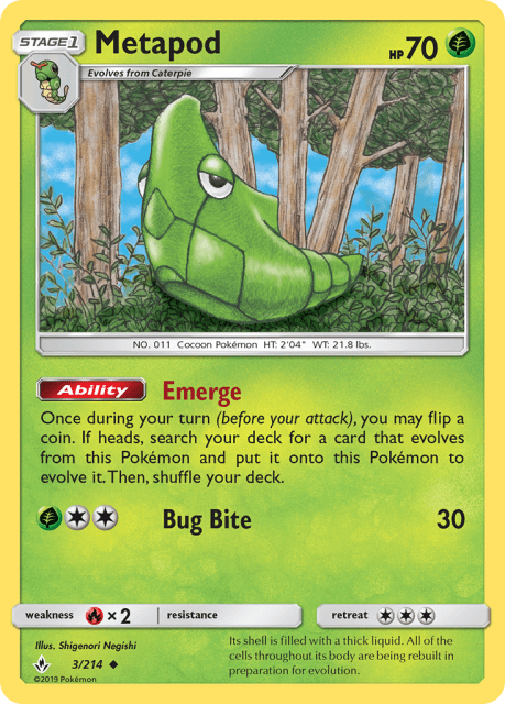 Metapod (Reverse Holofoil) (3) — Unbroken Bonds