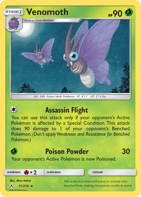 Venomoth (Reverse Holofoil) (11) — Unbroken Bonds