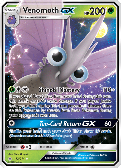 Venomoth-GX (Holofoil) (12) — Unbroken Bonds