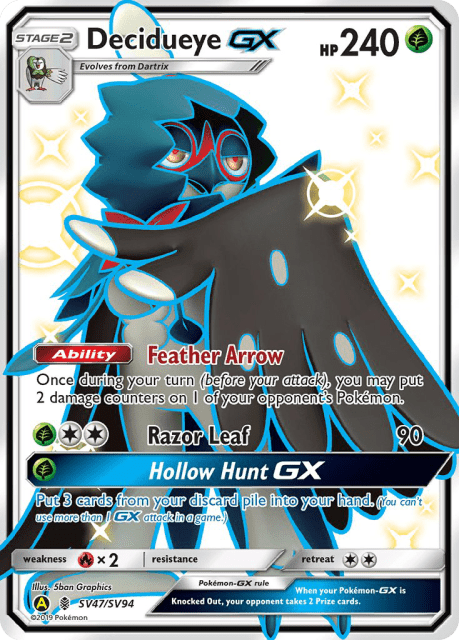 Decidueye-GX (Holofoil) (SV47) — Hidden Fates Shiny Vault