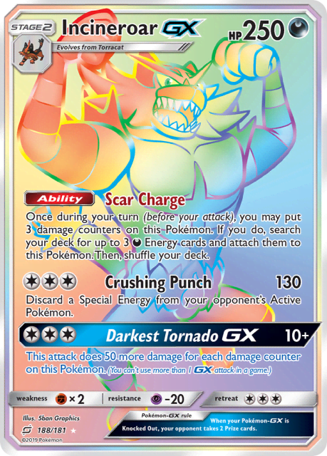 Incineroar-GX (Holofoil) (188) — Team Up