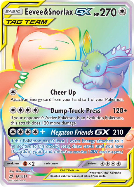 Eevee & Snorlax-GX (Holofoil) (191) — Team Up
